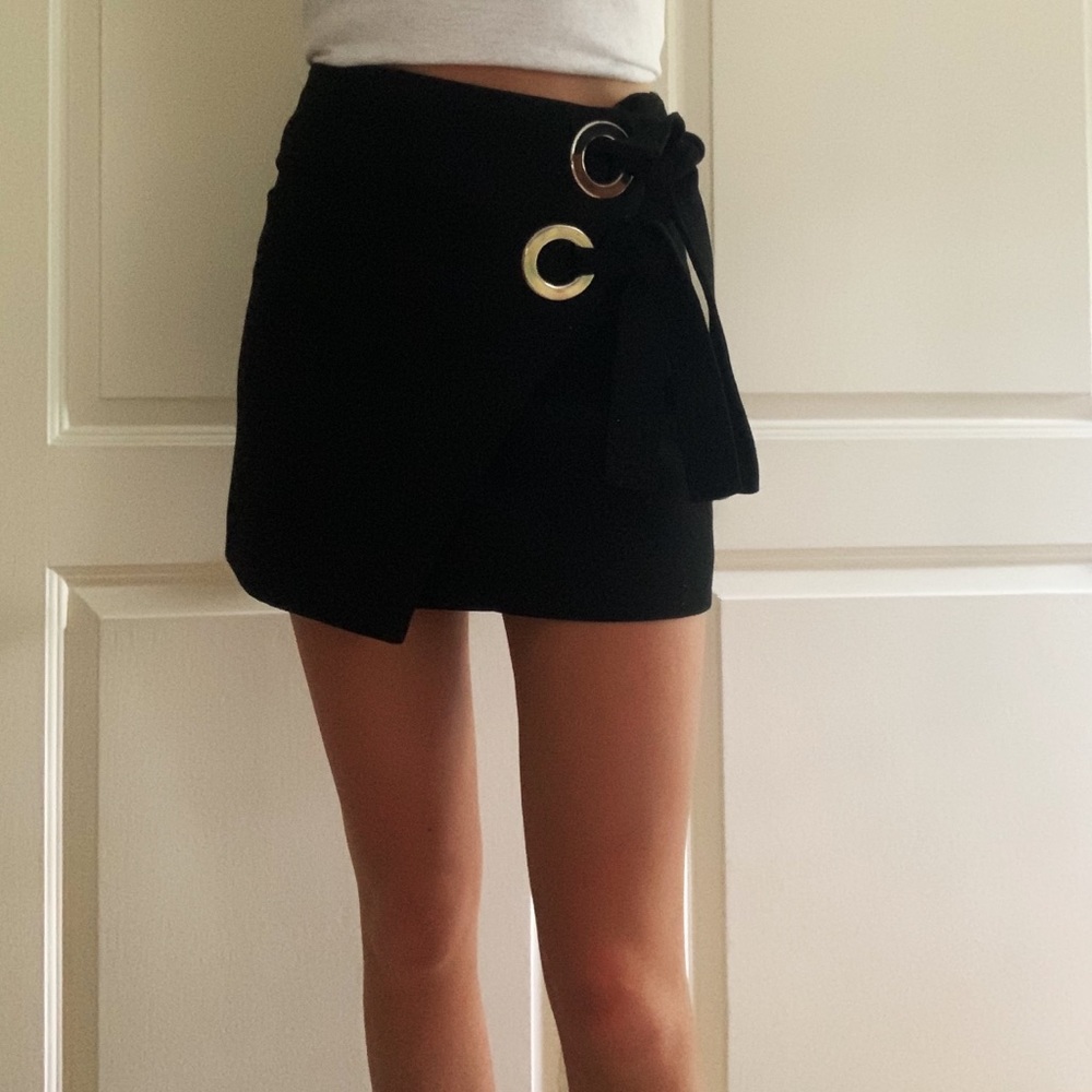 Zara Black Tie Wrap Skirt